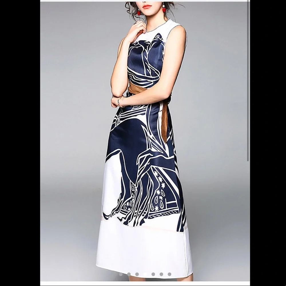 Equestrian A line belted dress - Picture 5 of 8